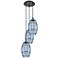 Ballston Vaz 14.5"W 3-Light Black Brass Corded Multi Pendant w/ Blue S