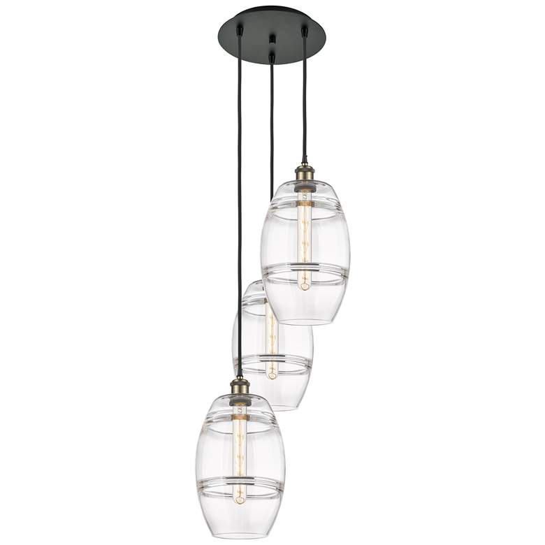 Image 1 Ballston Vaz 14.5"W 3-Light Black Brass Corded Multi Pendant w/ Clear
