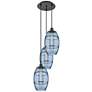 Ballston Vaz 14.5"W 3-Light Matte Black Corded Multi Pendant w/ Blue S