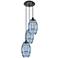 Ballston Vaz 14.5"W 3-Light Matte Black Corded Multi Pendant w/ Blue S