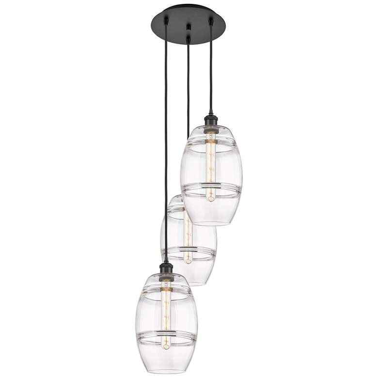 Image 1 Ballston Vaz 14.5"W 3-Light Matte Black Corded Multi Pendant w/ Clear