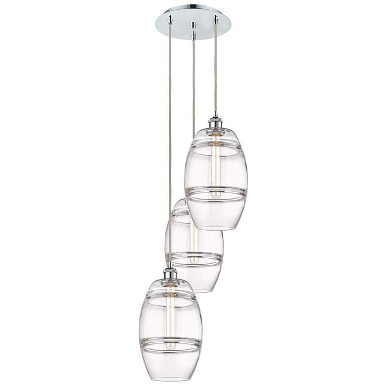 Image 1 Ballston Vaz 14.5"W 3-Light Polished Chrome Corded Pendant w/ Clear Sh