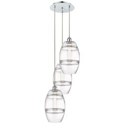 Ballston Vaz 14.5"W 3-Light Polished Chrome Corded Pendant w/ Clear Sh