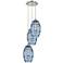 Ballston Vaz 14.5"W 3-Light Polished Nickel Corded Pendant w/ Blue Sha