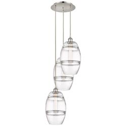 Ballston Vaz 14.5"W 3-Light Polished Nickel Corded Pendant w/ Clear Sh