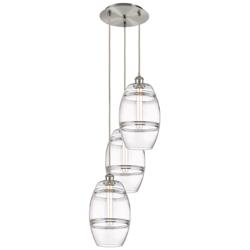 Ballston Vaz 14.5"W 3-Light Satin Nickel Corded Pendant w/ Clear Shade