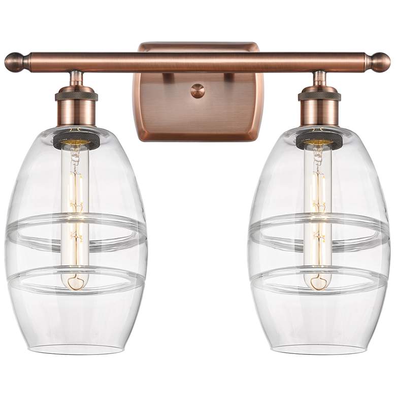 Image 1 Ballston Vaz 15.88" Wide 2 Light Antique Copper Bath Light With Clear