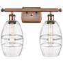 Ballston Vaz 15.88" Wide 2 Light Antique Copper Bath Light With Clear