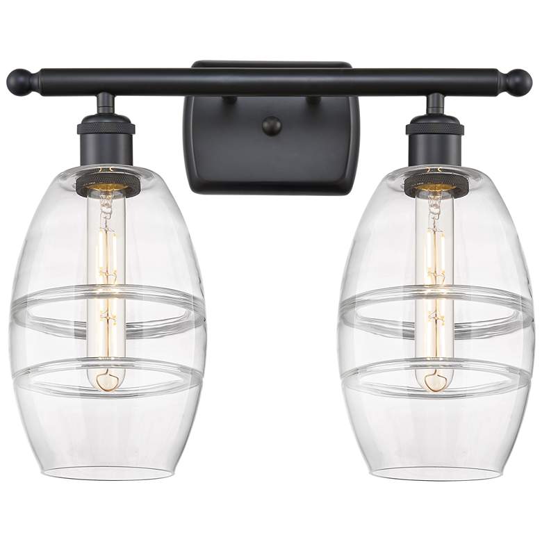 Image 1 Ballston Vaz 15.88" Wide 2 Light Matte Black Bath Light With Clear Sha
