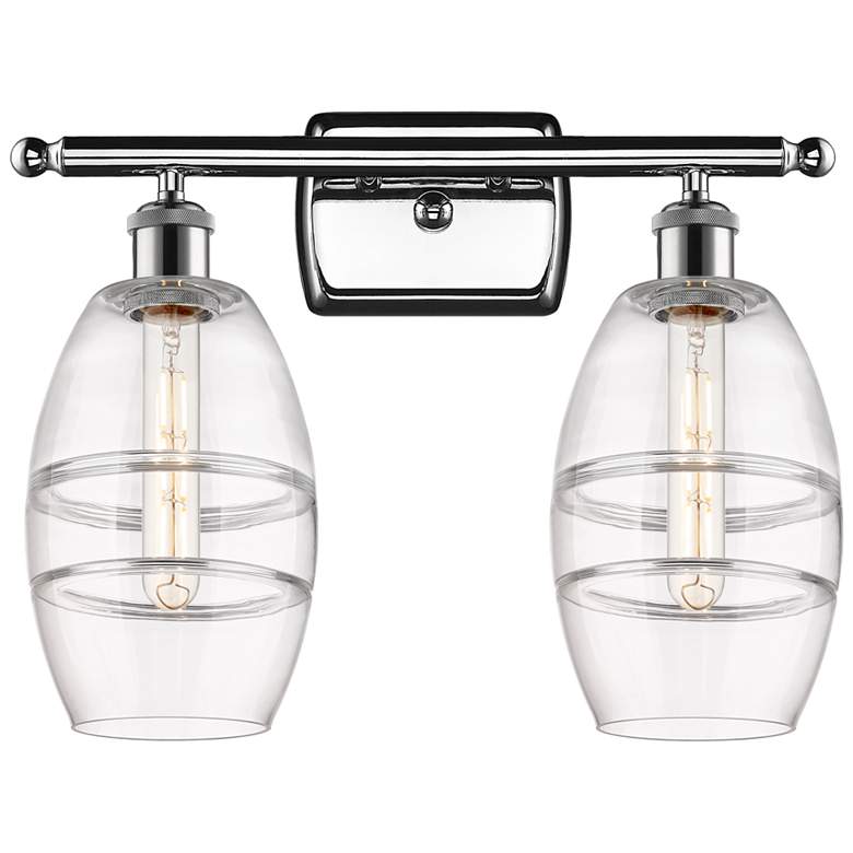 Image 1 Ballston Vaz 15.88" Wide 2 Light Polished Chrome Bath Light w/ Clear S