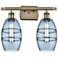 Ballston Vaz 15.88"W 2 Light Antique Brass Bath Light w/ Blue Shade