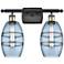 Ballston Vaz 15.88"W 2 Light Black Antique Brass Bath Light w/ Blue Sh