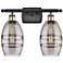 Ballston Vaz 15.88"W 2 Light Black Brass Bath Light w/ Light Smoke Sha