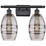 Ballston Vaz 15.88"W 2 Light Matte Black Bath Light w/ Light Smoke Sha
