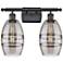 Ballston Vaz 15.88"W 2 Light Matte Black Bath Light w/ Light Smoke Sha