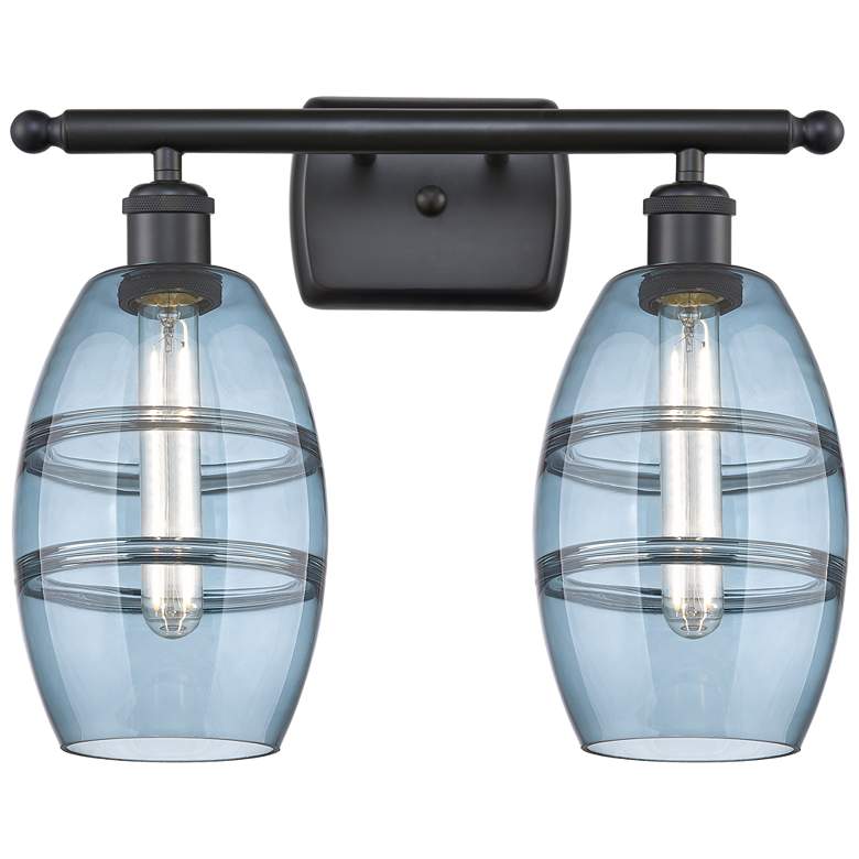 Image 1 Ballston Vaz 15.88"W 2 Light Matte Black Bath Light w/ Princess Blue S