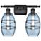 Ballston Vaz 15.88"W 2 Light Matte Black Bath Light w/ Princess Blue S