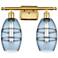 Ballston Vaz 15.88"W 2 Light Satin Gold Bath Light w/ Princess Blue Sh