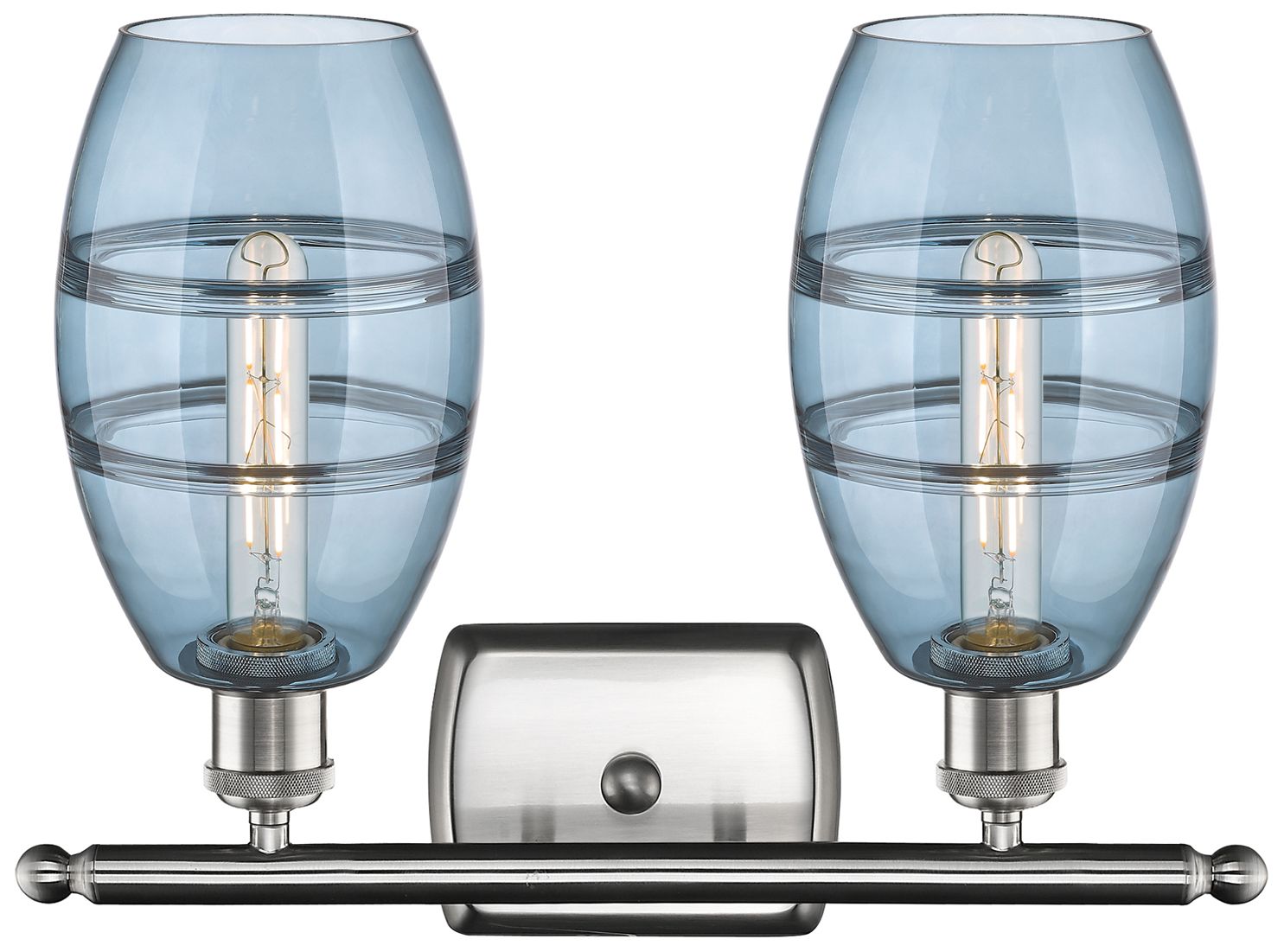 Image 2 Ballston Vaz 15.88"W 2 Light Satin Nickel Bath Light w/ Princess Blue  more views