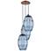 Ballston Vaz 16.5"W 3-Light Antique Copper Corded Pendant w/ Blue Shad