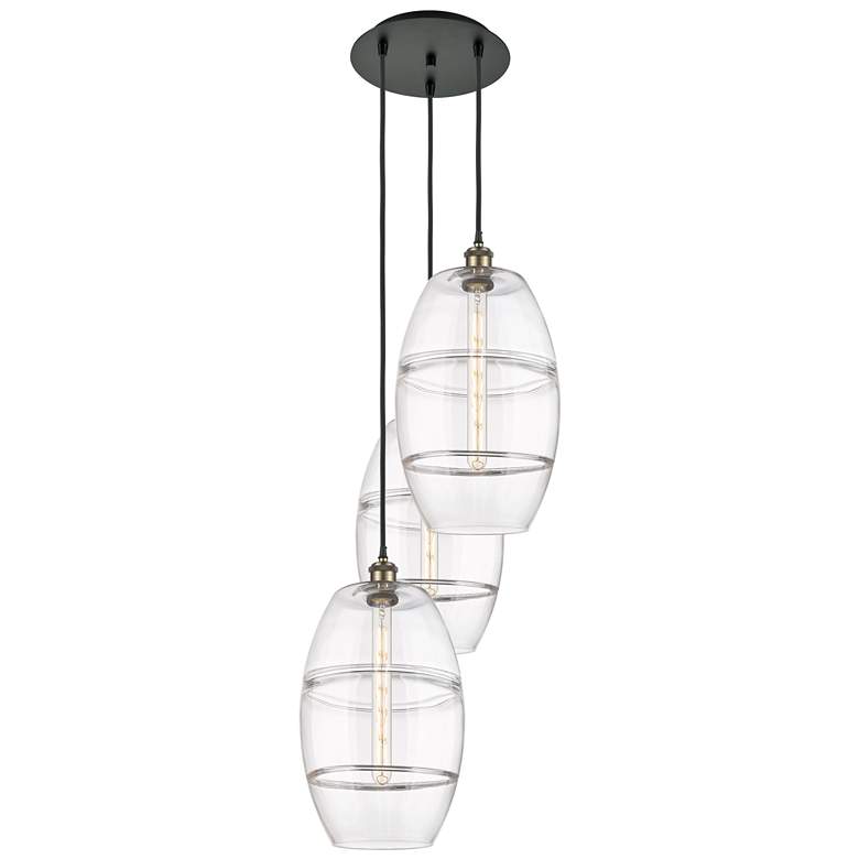 Image 1 Ballston Vaz 16.5"W 3-Light Black Brass Corded Multi Pendant w/ Clear