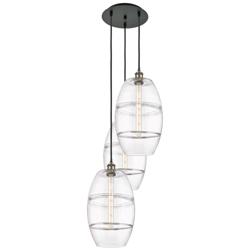 Ballston Vaz 16.5"W 3-Light Black Brass Corded Multi Pendant w/ Clear