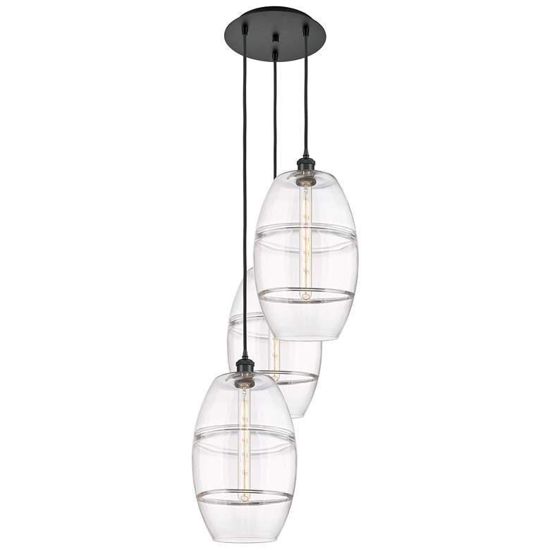 Image 1 Ballston Vaz 16.5"W 3-Light Matte Black Corded Multi Pendant w/ Clear