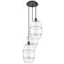 Ballston Vaz 16.5"W 3-Light Matte Black Corded Multi Pendant w/ Clear