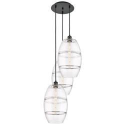 Ballston Vaz 16.5"W 3-Light Matte Black Corded Multi Pendant w/ Clear