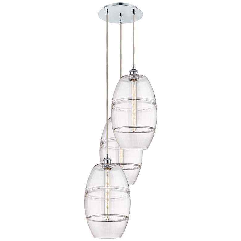 Image 1 Ballston Vaz 16.5"W 3-Light Polished Chrome Corded Pendant w/ Clear Sh