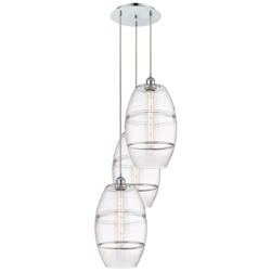 Ballston Vaz 16.5"W 3-Light Polished Chrome Corded Pendant w/ Clear Sh