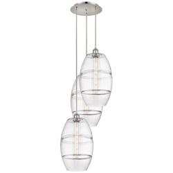 Ballston Vaz 16.5"W 3-Light Polished Nickel Corded Pendant w/ Clear Sh