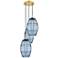 Ballston Vaz 16.5"W 3-Light Satin Gold Corded Multi Pendant w/ Blue Sh
