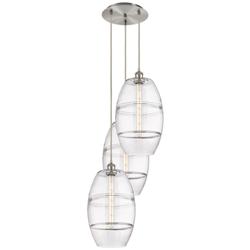 Ballston Vaz 16.5"W 3-Light Satin Nickel Corded Pendant w/ Clear Shade