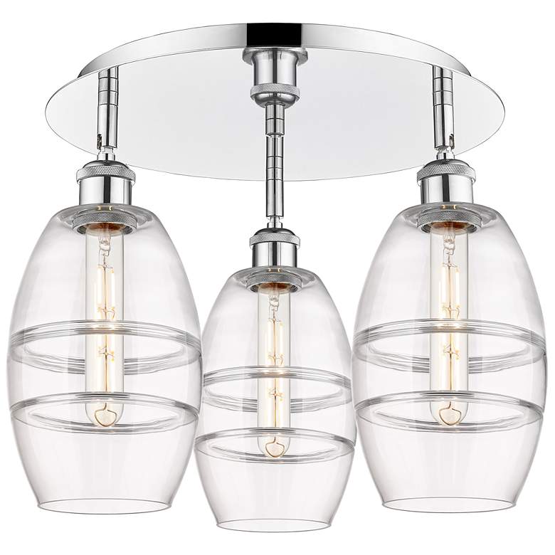 Image 1 Ballston Vaz 17.63" Wide 3-Light Polished Chrome Flush Mount w/ Clear