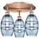 Ballston Vaz 17.63"W 3-Light Antique Copper Flush Mount w/ Blue Shade