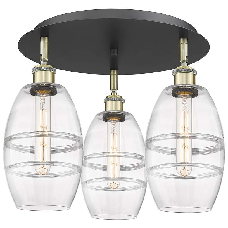 Image 1 Ballston Vaz 17.63"W 3-Light Black Antique Brass Flush Mount w/ Clear