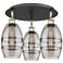 Ballston Vaz 17.63"W 3-Light Black Brass Flush Mount w/ Light Smoke Sh