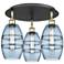 Ballston Vaz 17.63"W 3-Light Black Brass Flush Mount w/ Princess Blue