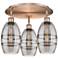 Ballston Vaz 17.63"W 3-Light Copper Flush Mount w/ Light Smoke Shade