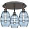Ballston Vaz 17.63"W 3-Light Oil Rubbed Bronze Flush Mount w/ Blue Sha