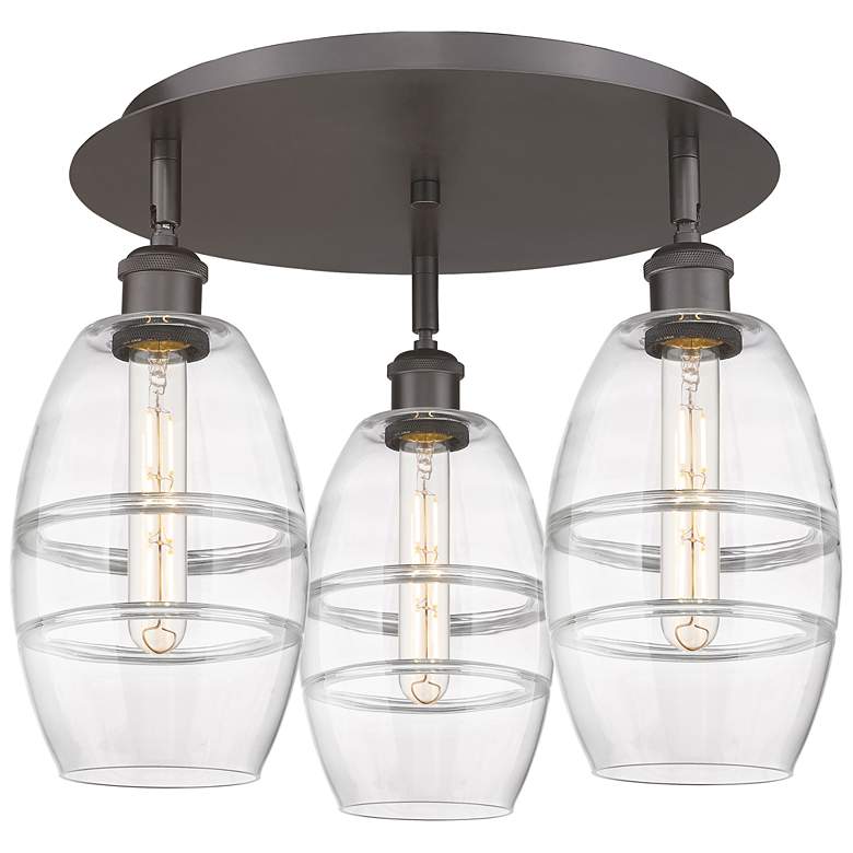 Image 1 Ballston Vaz 17.63"W 3-Light Oil Rubbed Bronze Flush Mount w/ Clear Sh