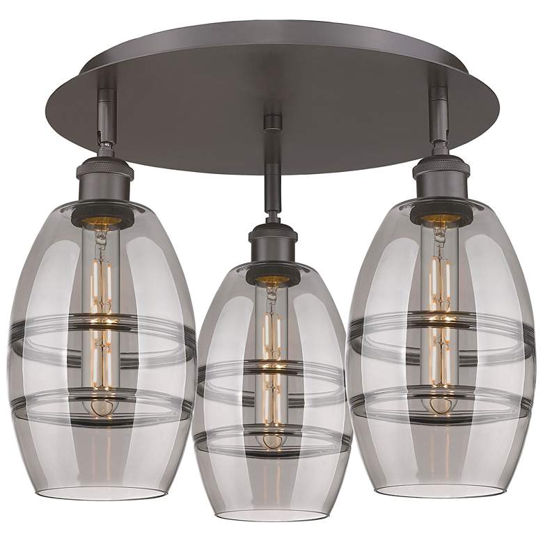 Image 1 Ballston Vaz 17.63"W 3-Light Oiled Bronze Flush Mount w/ Light Smoke S