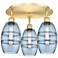 Ballston Vaz 17.63"W 3-Light Satin Gold Flush Mount w/ Princess Blue S
