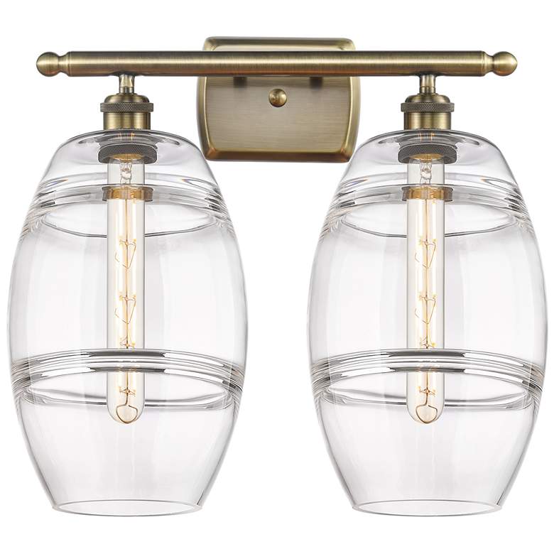 Image 1 Ballston Vaz 18" Wide 2 Light Antique Brass Bath Light With Clear Shad