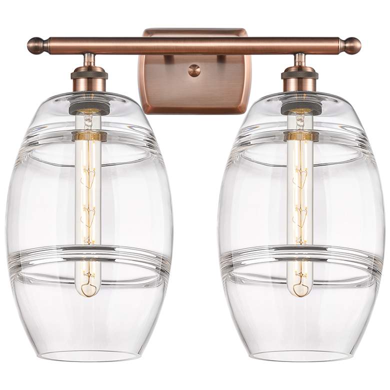 Image 1 Ballston Vaz 18" Wide 2 Light Antique Copper Bath Light With Clear Sha