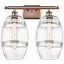 Ballston Vaz 18" Wide 2 Light Antique Copper Bath Light With Clear Sha