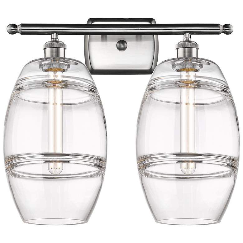 Image 1 Ballston Vaz 18"W 2 Light Brushed Satin Nickel Bath Light w/ Clear Sha