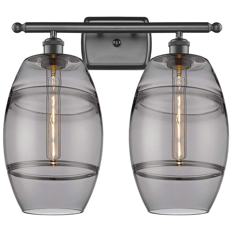Image 1 Ballston Vaz 18"W 2 Light Oil Rubbed Bronze Bath Light w/ Light Smoke