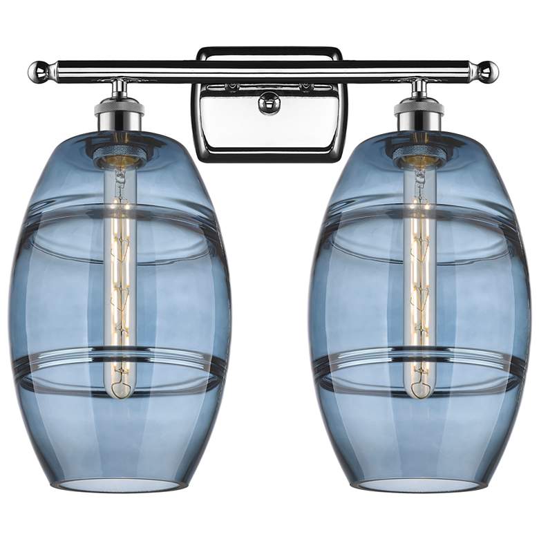 Image 1 Ballston Vaz 18"W 2 Light Polished Chrome Bath Light w/ Princess Blue